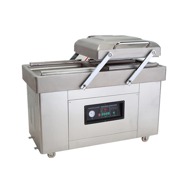 Double Chamber Meat Rice Fish Food Sealers Vacuum Pouch Packing Machine Price