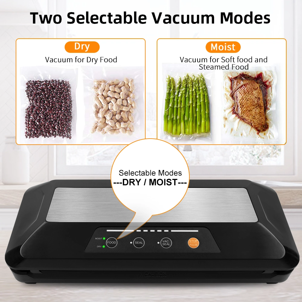 Fully Functional Vacuum Sealer Dry and Wet Food Settings with Built-in Knife Entry Kit for Inching Control and Overheating Protection